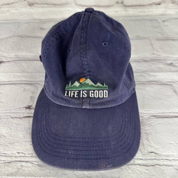 Life Is Good Mountains Adult Baseball Cap Adjustable Distressed Hat Embroidered - Picture 6 of 8